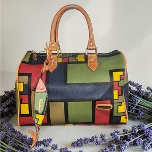 Vintage Double Fish Boston Bag (Geometric Pattern)